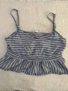 Roxy Blue & White Striped Peplum Cami